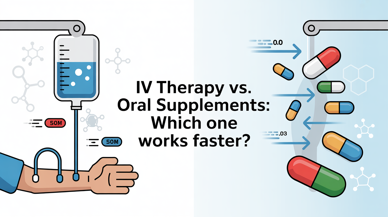 Discover why IV therapy absorbs faster than oral supplements. Compare absorption rates, benefits, and which option delivers quicker results.