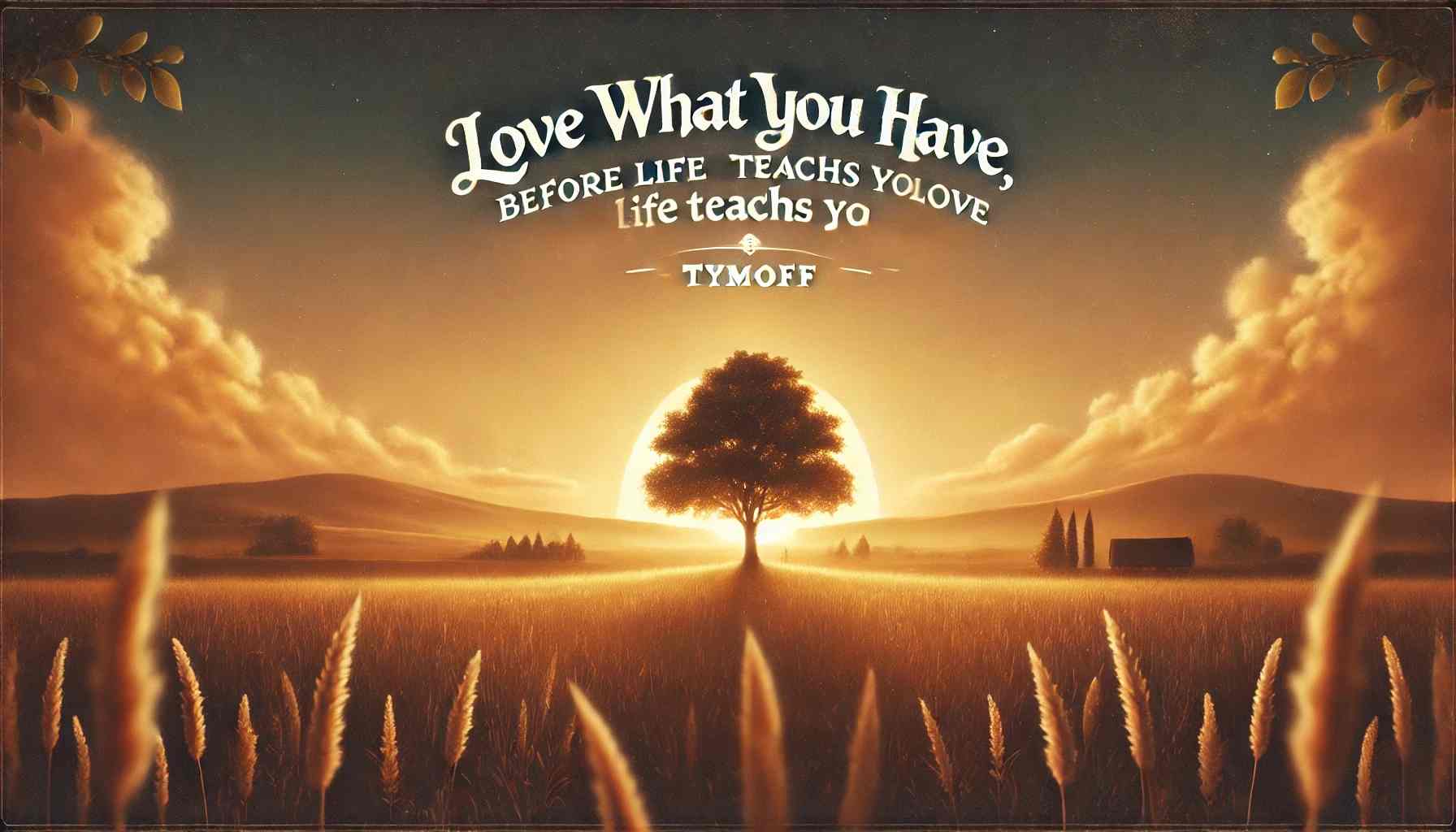 Love What You Have, Before Life Teaches You to Lov – Tymoff: Finding Joy in the Present